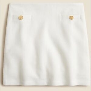 J. Crew Ivory Textured Mini Skirt with Gold Button Accents
